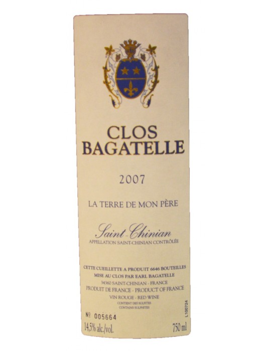 Clos Bagatelle - Cuvée La Terre de mon Père - Saint Chinian AOP - rouge - 750 ml